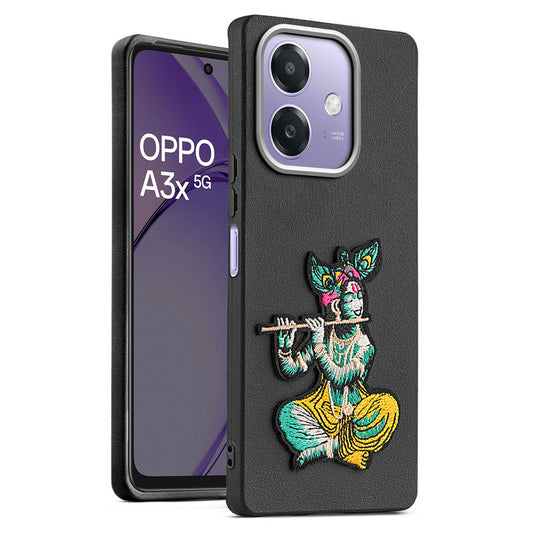 Sleek Textured Silicone Case for Oppo A3x 5G Featuring Divine Embroidery on the Back