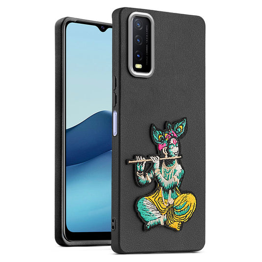 Sleek Textured Silicone Case for Vivo Y20 Featuring Divine Embroidery on the Back