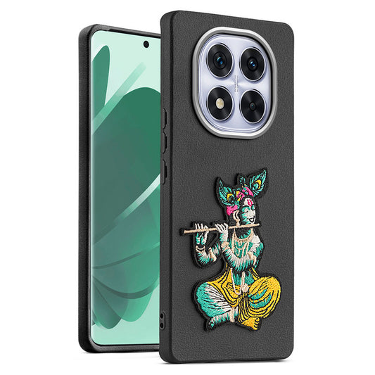 Sleek Textured Silicone Case for Redmi Note 14 Pro 5G Featuring Divine Embroidery on the Back