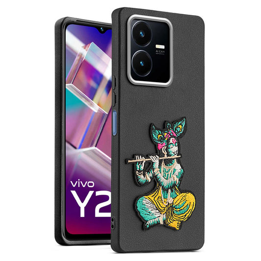 Sleek Textured Silicone Case for Vivo Y22 Featuring Divine Embroidery on the Back