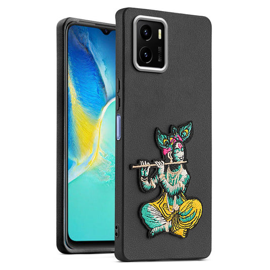 Sleek Textured Silicone Case for Vivo Y15S Featuring Divine Embroidery on the Back