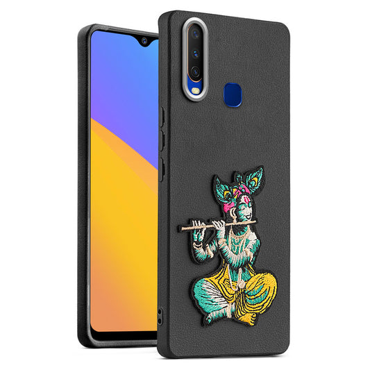 Sleek Textured Silicone Case for Vivo Y12 Featuring Divine Embroidery on the Back