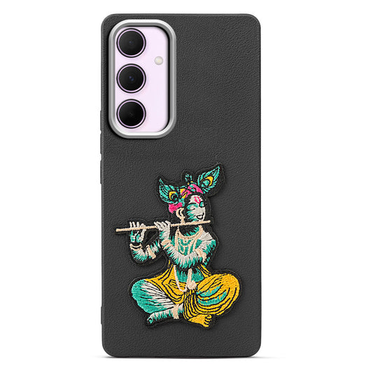 Sleek Textured Silicone Case for Samsung A35 5G Featuring Divine Embroidery on the Back