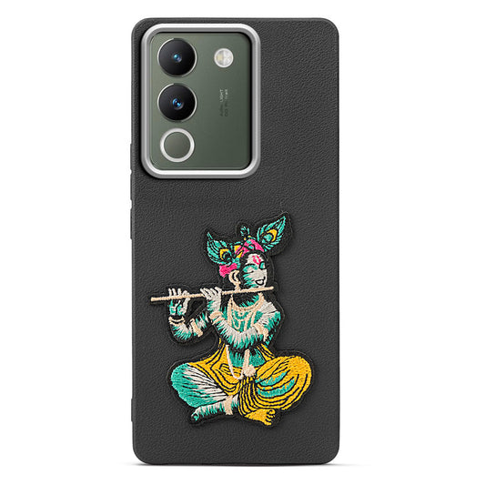 Sleek Textured Silicone Case for Vivo Y200 5G Featuring Divine Embroidery on the Back
