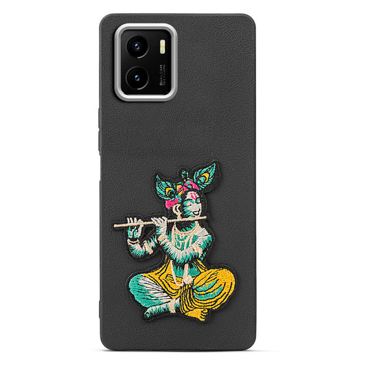 Sleek Textured Silicone Case for Vivo Y15S Featuring Divine Embroidery on the Back