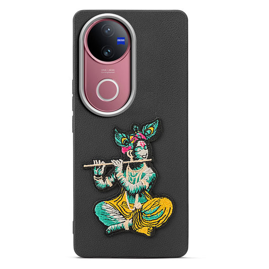 Sleek Textured Silicone Case for Vivo V50 5G Featuring Divine Embroidery on the Back