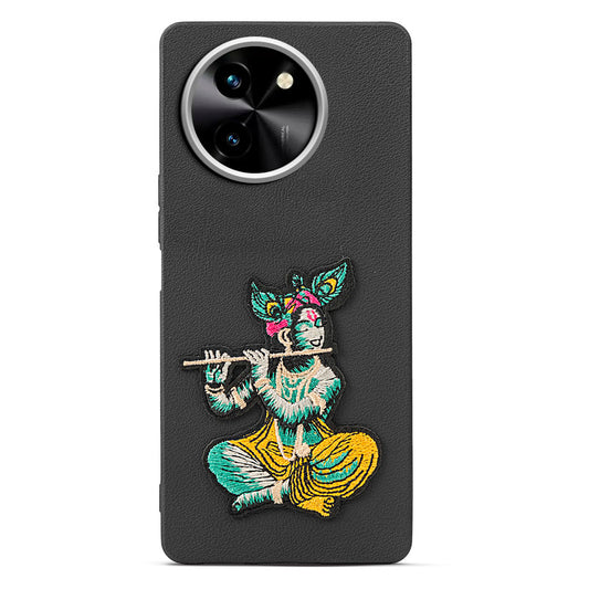 Sleek Textured Silicone Case for Vivo T3x 5G Featuring Divine Embroidery on the Back