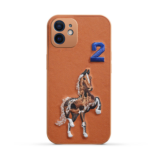 Premium Leather with Exquisite Embroidery for Apple iPhone 12