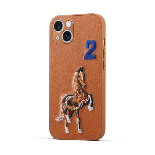 Premium Leather with Exquisite Embroidery for Apple iPhone 13