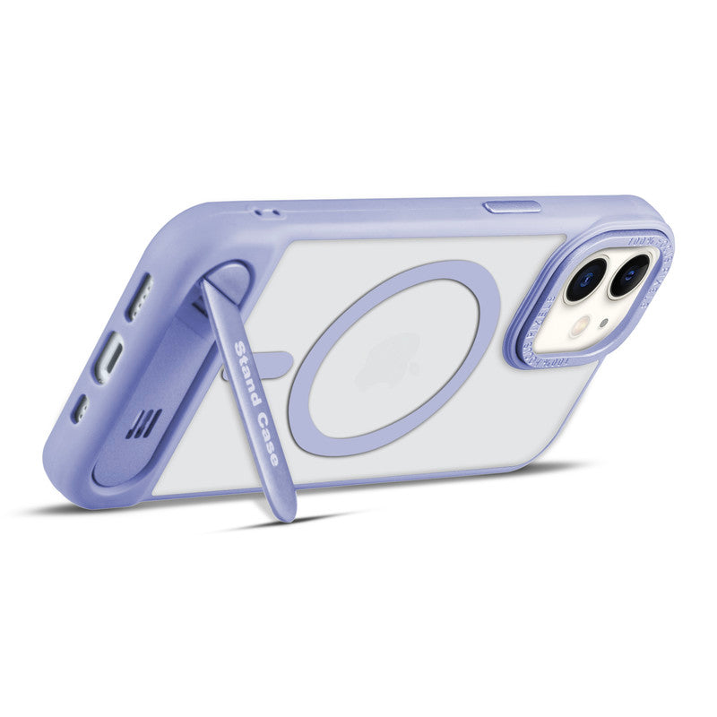 Semi-Transparent Hard Back & Wireless Charging Support Compatible With Kickstand Back Case For Apple iPhone 12