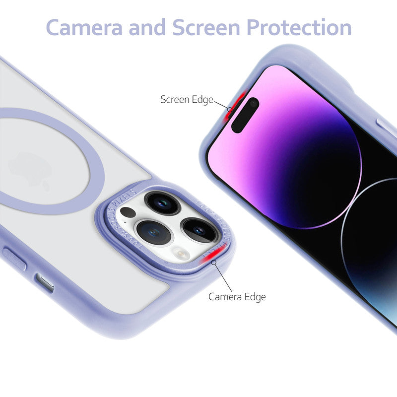 Semi-Transparent Hard Back & Wireless Charging Support Compatible With Kickstand Back Case For Apple iPhone 14 Pro Max