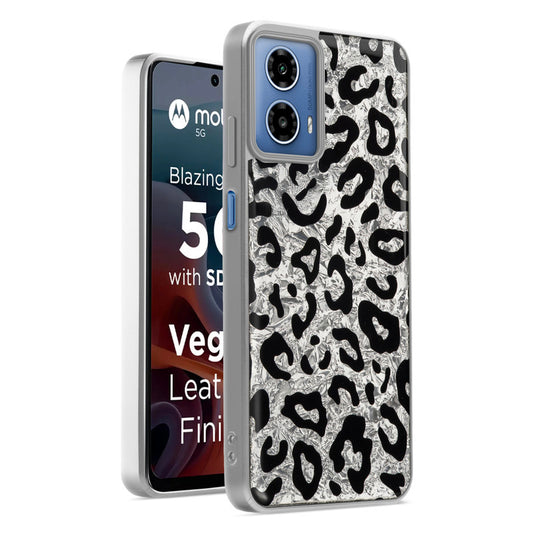 Shiny Foil Design Printed Back Case for Motorola Moto G34 5G With Soft Edges with Glossy Semi-Hard Back