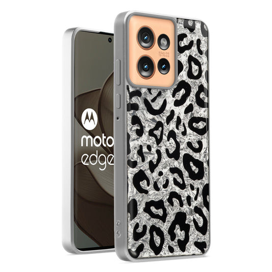 Shiny Foil Design Printed Back Case for Motorola Moto Edge 50 5G With Soft Edges with Glossy Semi-Hard Back