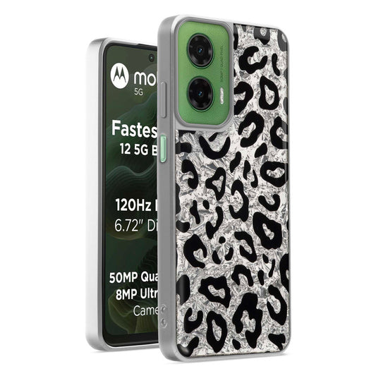 Shiny Foil Design Printed Back Case for Motorola G35 5G With Soft Edges with Glossy Semi-Hard Back