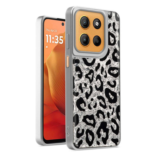 Shiny Foil Design Printed Back Case for Motorola Moto G15 With Soft Edges with Glossy Semi-Hard Back