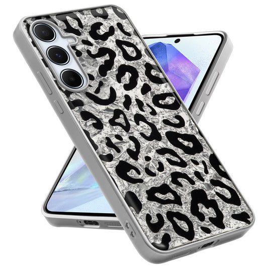 Shiny Foil Design Printed Back Case for Samsung A55 5G With Soft Edges with Glossy Semi-Hard Back