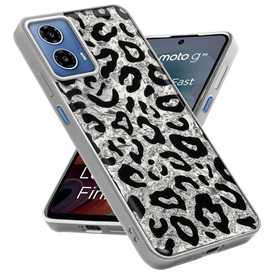 Shiny Foil Design Printed Back Case for Motorola Moto G34 5G With Soft Edges with Glossy Semi-Hard Back