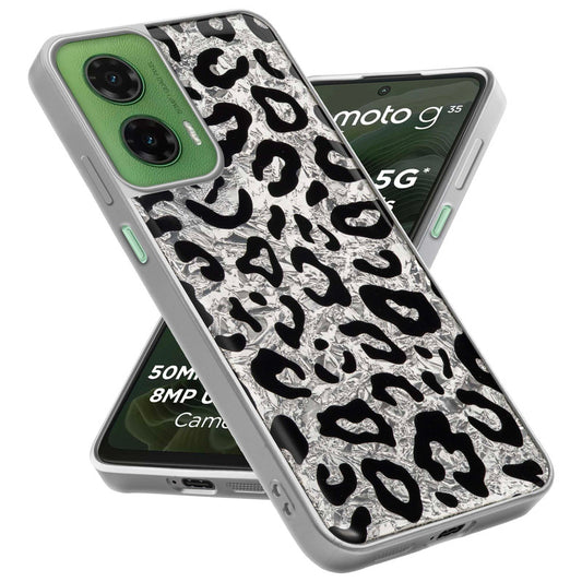 Shiny Foil Design Printed Back Case for Motorola G35 5G With Soft Edges with Glossy Semi-Hard Back