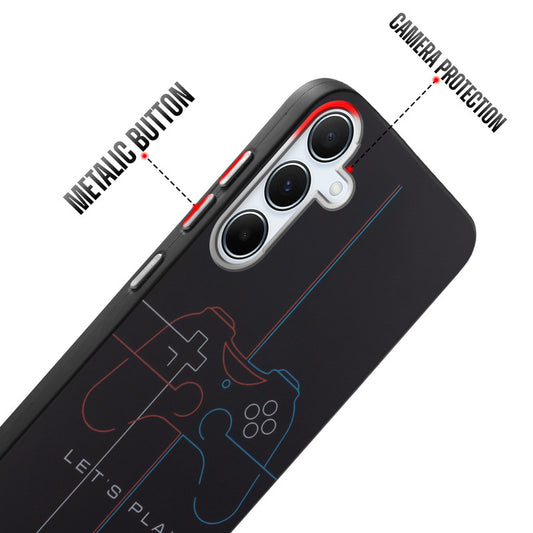 Rugged Hard Back Printed Case For Samsung A55 5G with Metal Ring Camera Protection and Buttons