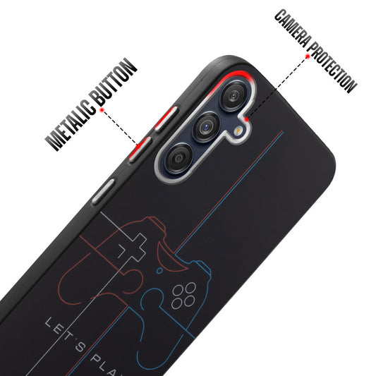 Rugged Hard Back Printed Case For Samsung M55 5G with Metal Ring Camera Protection and Buttons
