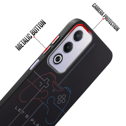 Rugged Hard Back Printed Case For Oppo A3 Pro 5G with Metal Ring Camera Protection and Buttons