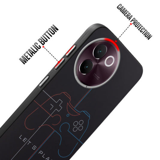Rugged Hard Back Printed Case For Vivo V30e 5G with Metal Ring Camera Protection and Buttons