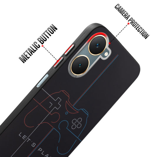 Rugged Hard Back Printed Case For Vivo Y18 with Metal Ring Camera Protection and Buttons