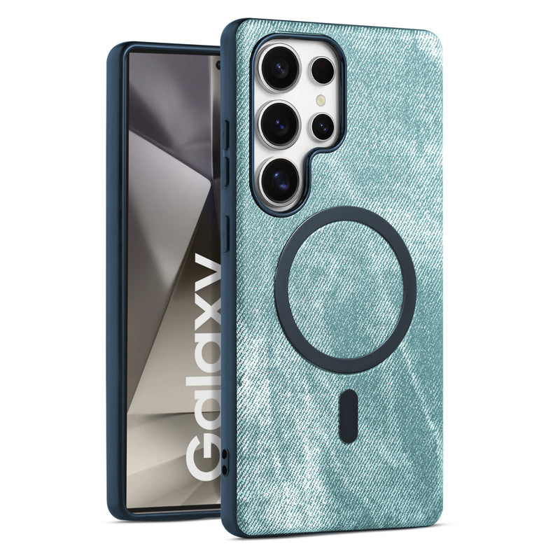 Classic Denim Finish Back Case For Samsung S24 Ultra 5G With Wireless Charging Support Support