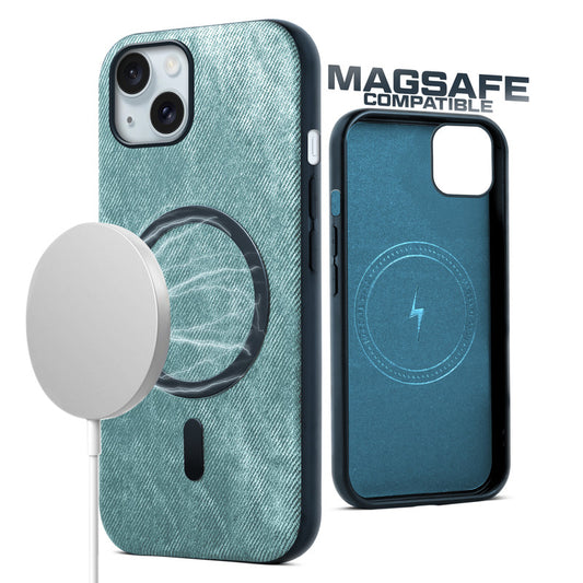 Classic Denim Finish Back Case For Apple iPhone 15 With MagSafe Support