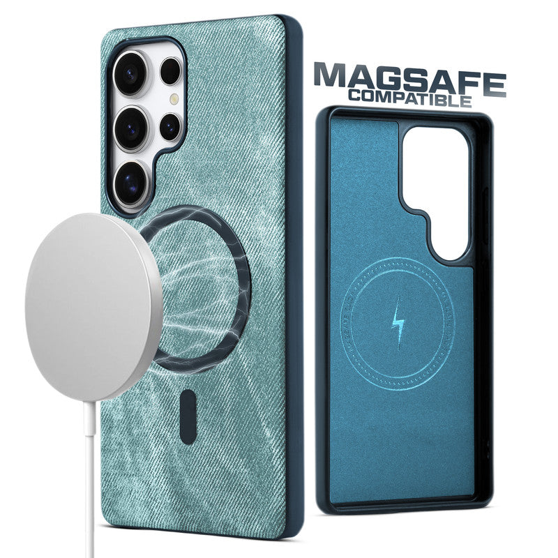 Classic Denim Finish Back Case For Samsung S24 Ultra 5G With Wireless Charging Support Support