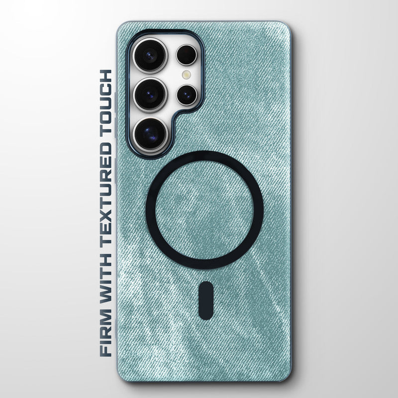 Classic Denim Finish Back Case For Samsung S24 Ultra 5G With Wireless Charging Support Support