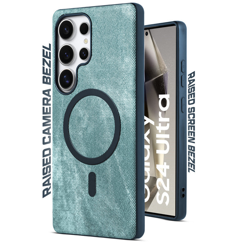 Classic Denim Finish Back Case For Samsung S24 Ultra 5G With Wireless Charging Support Support