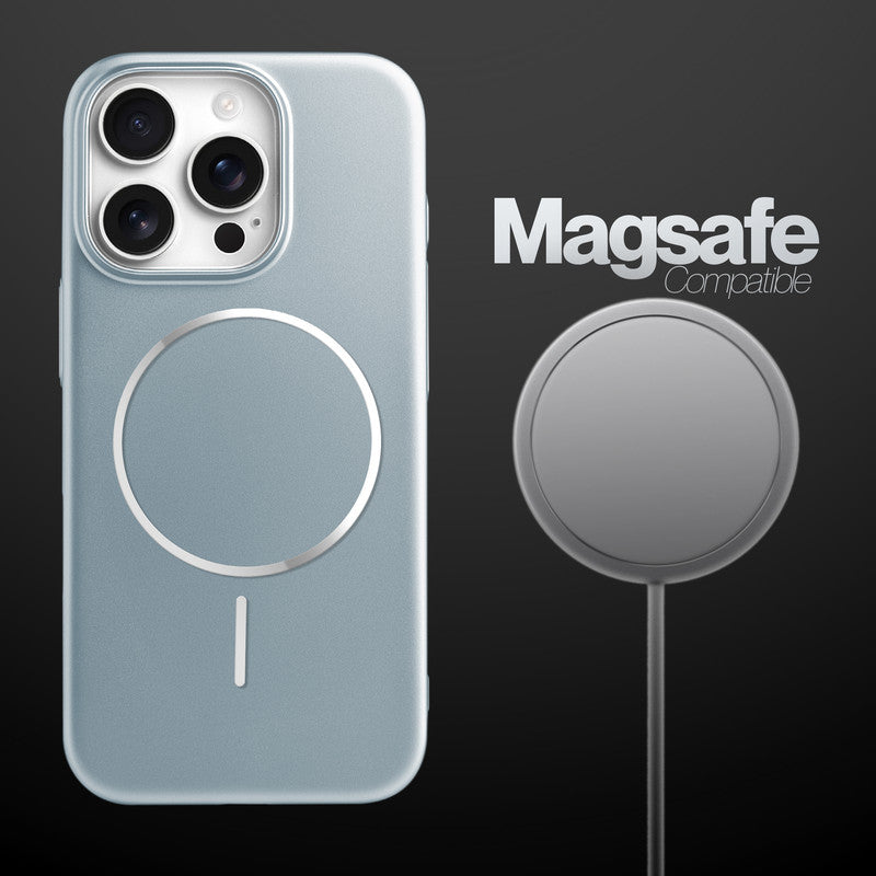 Slim Metallic Texture Wireless Charging MagSafe Case for Apple iPhone 16 Pro
