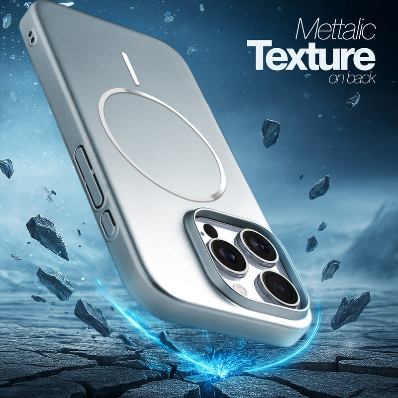 Slim Metallic Texture Wireless Charging MagSafe Case for Apple iPhone 16 Pro