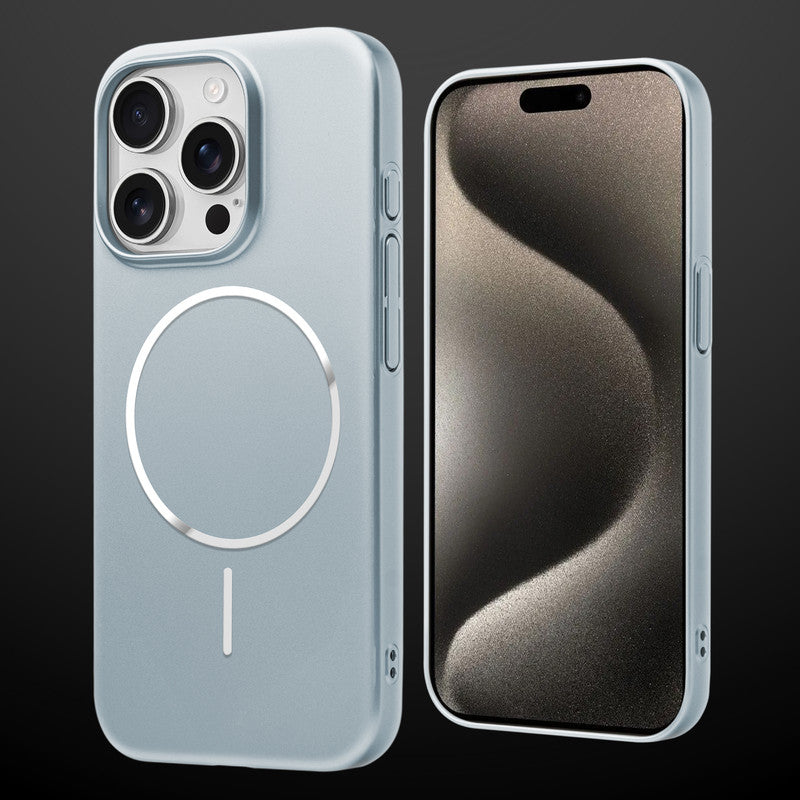 Slim Metallic Texture Wireless Charging MagSafe Case for Apple iPhone 15 Pro Max