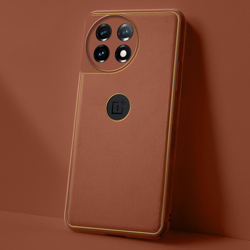 Electroplated Frame Leather Back Cover for OnePlus 11 5G