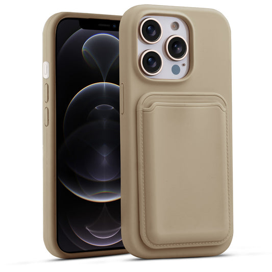 Silicon Magnetic Wireless Charging Back Case For Apple iPhone 12 Pro with Detachable Card Holder