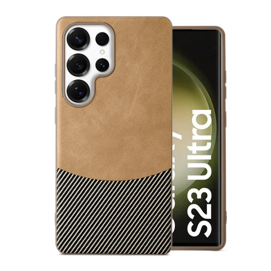 Modern Hybrid PU Leather With Checks Design Back Case For Samsung S23 Ultra 5G with Sophisticated Style