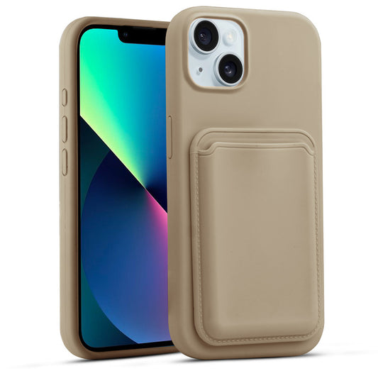 Silicon Magnetic Wireless Charging Back Case For Apple iPhone 13 with Detachable Card Holder