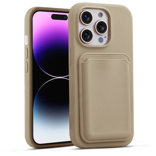 Silicon Magnetic Wireless Charging Back Case For Apple iPhone 14 Pro Max with Detachable Card Holder