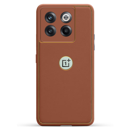 Electroplated Frame Leather Back Cover for OnePlus 10T 5G