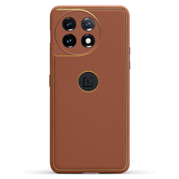 Electroplated Frame Leather Back Cover for OnePlus 11 5G