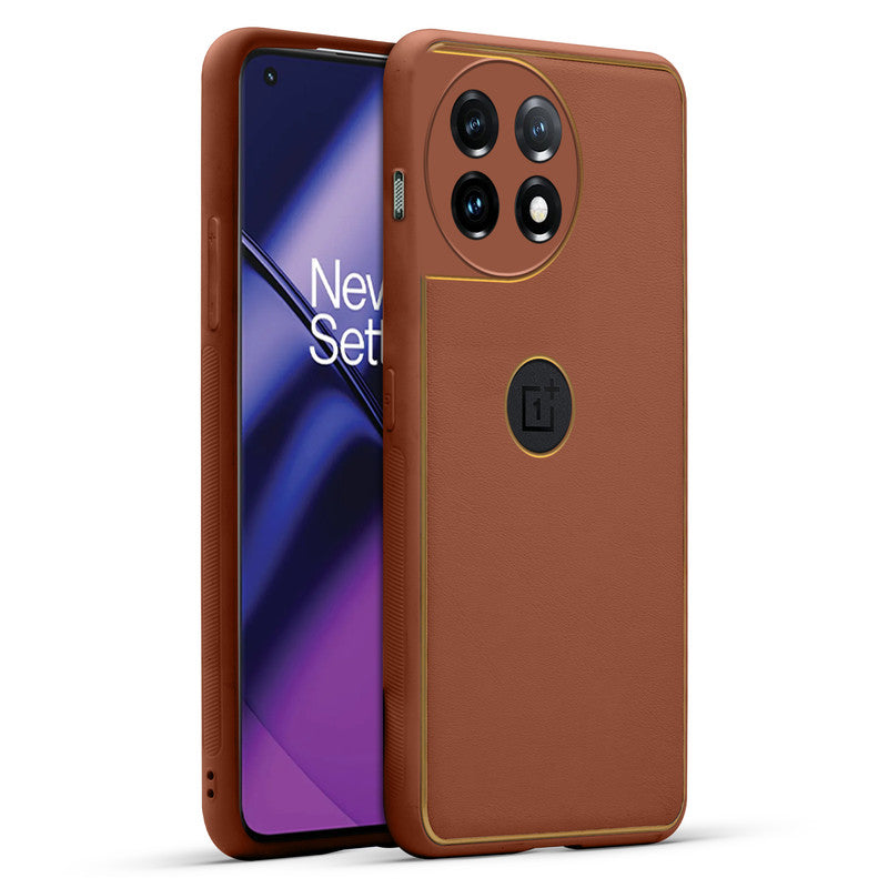 Electroplated Frame Leather Back Cover for OnePlus 11 5G