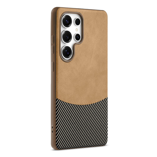 Modern Hybrid PU Leather With Checks Design Back Case For Samsung S24 Ultra 5G with Sophisticated Style