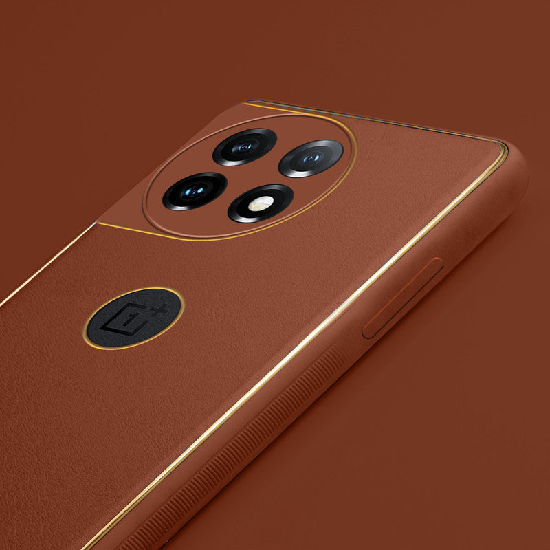Electroplated Frame Leather Back Cover for OnePlus 11 5G
