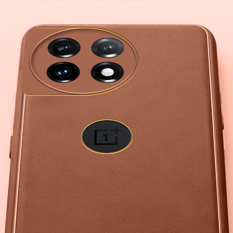 Electroplated Frame Leather Back Cover for OnePlus 11 5G