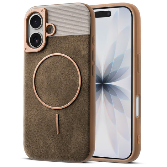 Luxury PU Leather Hard Back Case for Apple iPhone 17, With Micro-Fiber Cloth inside, MagSafe Compatible