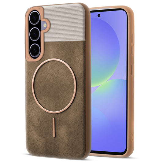 Luxury PU Leather Hard Back Case for Samsung A36 5G, With Micro-Fiber Cloth inside, MagSafe Compatible