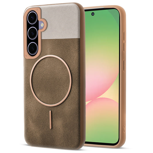 Luxury PU Leather Hard Back Case for Samsung A56 5G, With Micro-Fiber Cloth inside, MagSafe Compatible