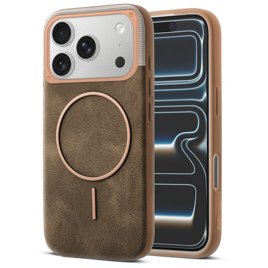 Luxury PU Leather Hard Back Case for Apple iPhone 17 Pro, With Micro-Fiber Cloth inside, MagSafe Compatible
